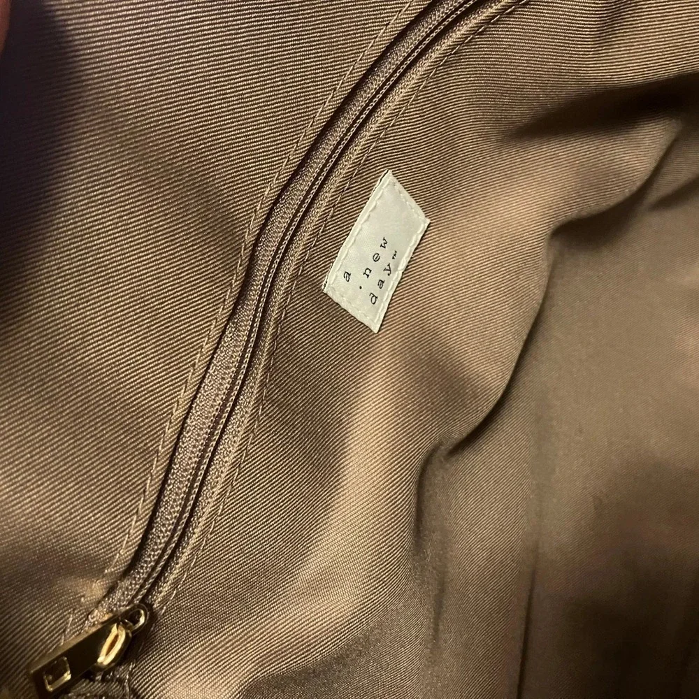 A New Day Brown Faux Leather Medium Tote Bag Crossbody Handbag Work Travel